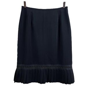 Vtg Forwear New York Pleated Crochet Peekaboo Trim Pencil Skirt Black Size 10